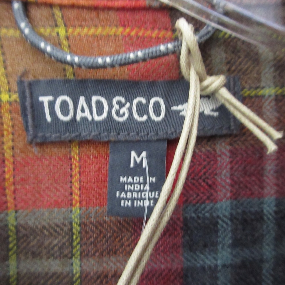 Toad&Co Shirt Dress M Orange Plaid Flannel Re-Form Outdoor Pockets Button NWT - Picture 5 of 10